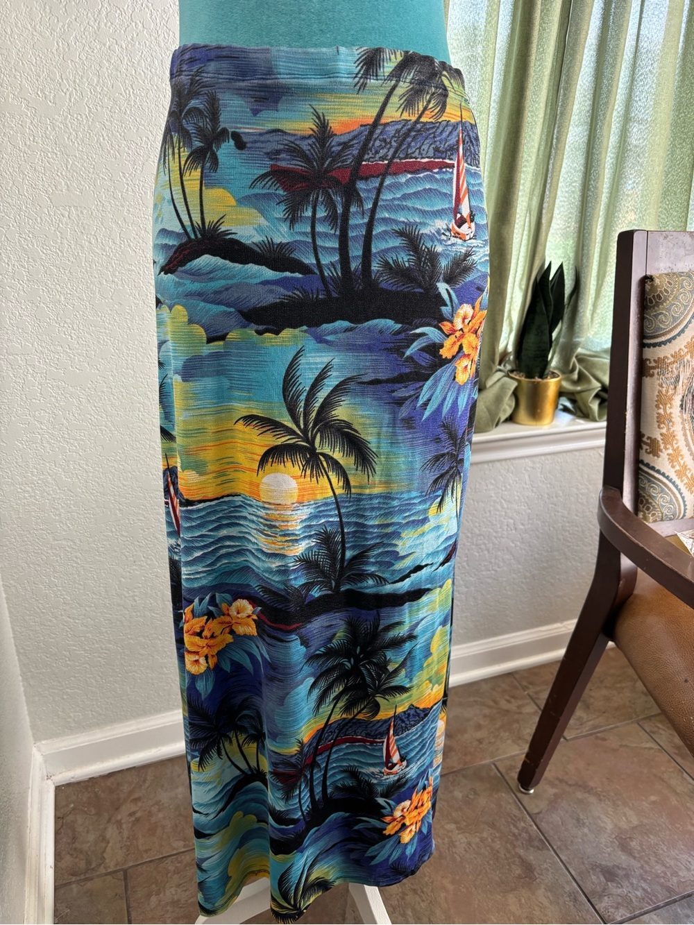 Janana VTG Tropical Floral Skirt size small elastic waistband